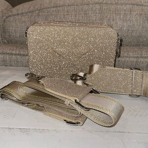 Vintage Havana Glitter Crossbody Bag - Gold